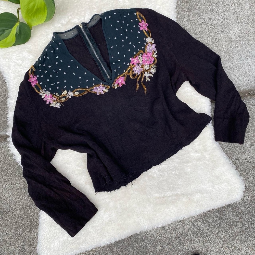 Vintage Handmade 40s Beaded and Embroidered Top